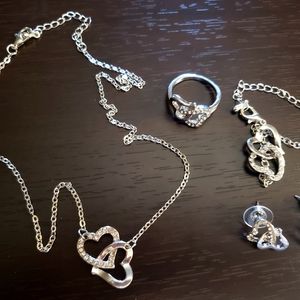 4 piece silver jewelry set